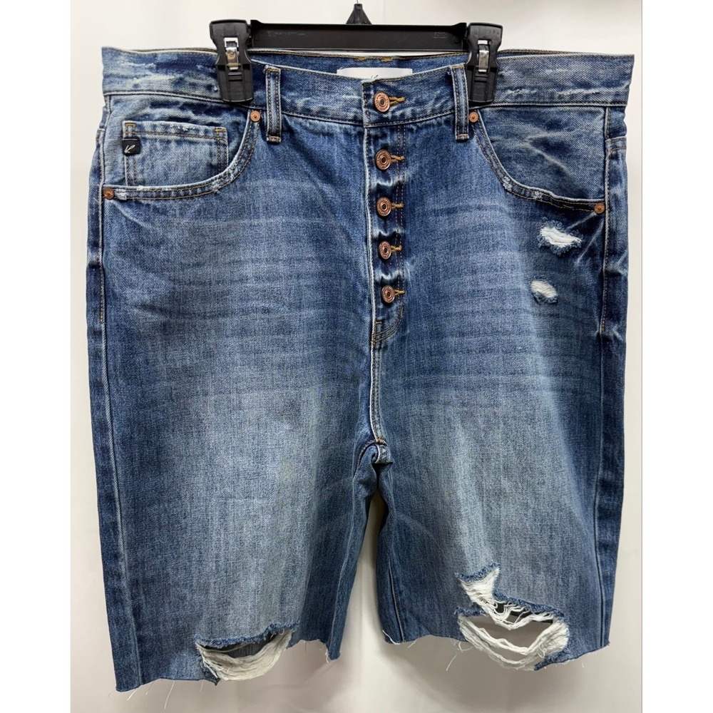N41 Kancan sz 15/31 Button Fly Distressed Denim Cut to 10.5" Inseam